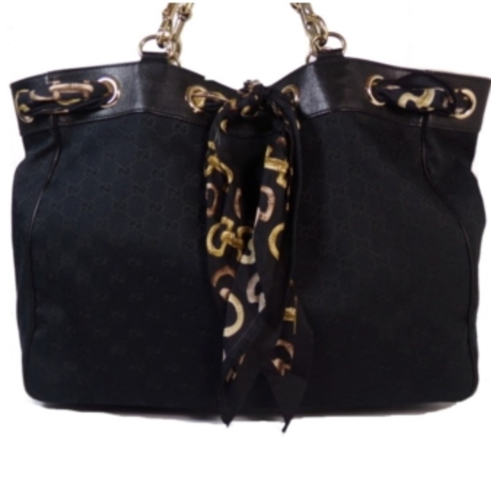 Gucci Positano Black GG Canvas Shoulder Bag